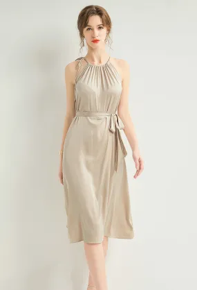 100% Silk halter neck womens dress