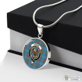 Agnew Ancient Tartan Circle Necklace with Family Crest