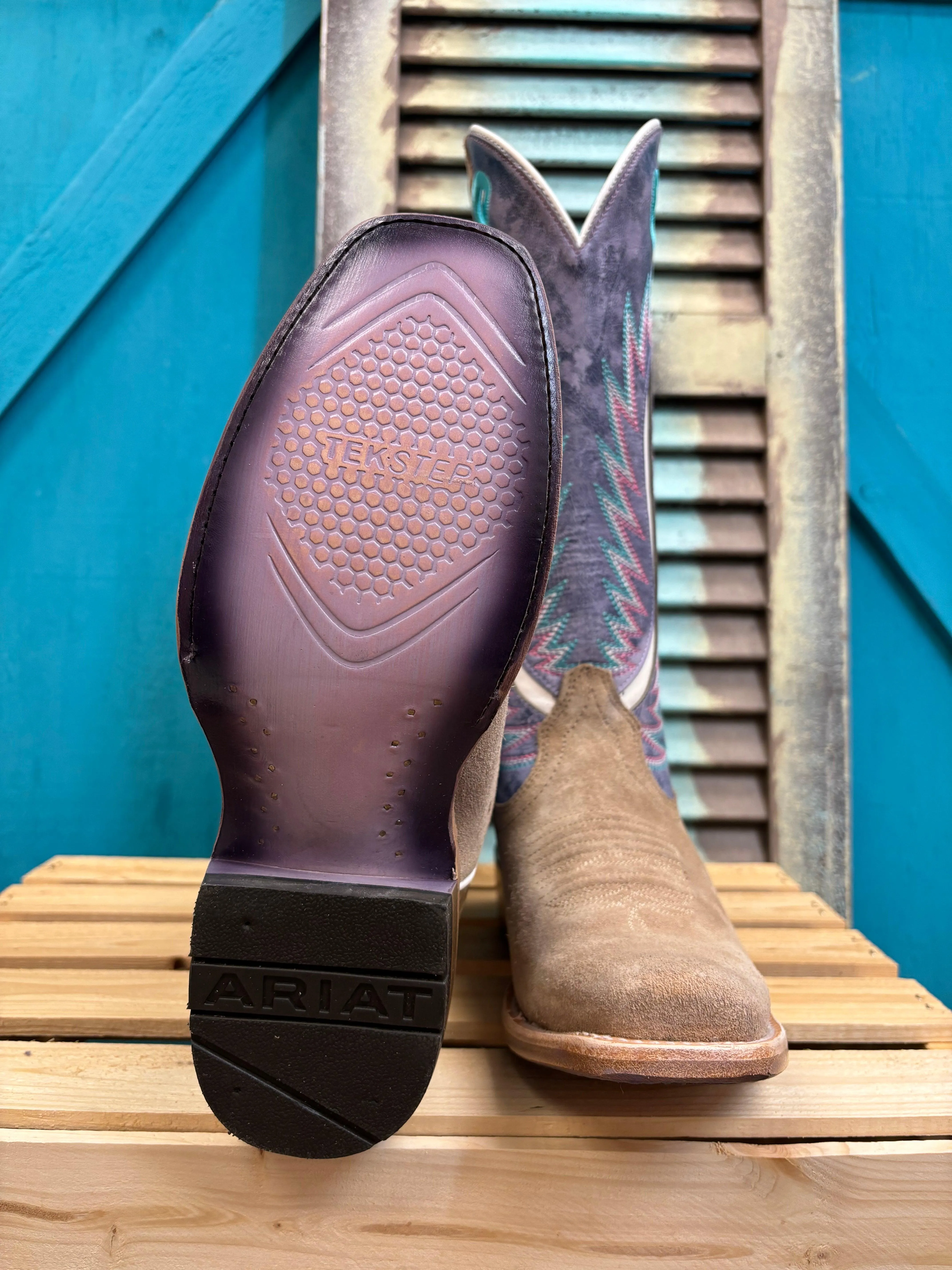 Ariat Women's Truly Taupe & Lavender Cutter Toe Cowgirl Boots 10051018