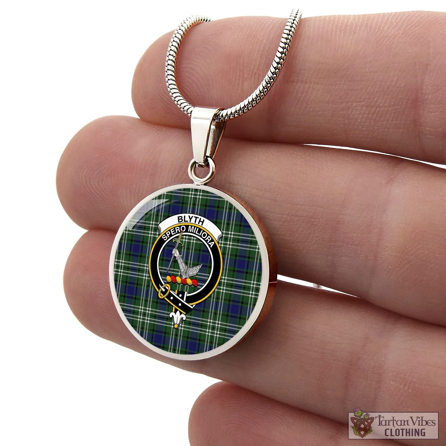 Blyth Tartan Circle Necklace with Family Crest