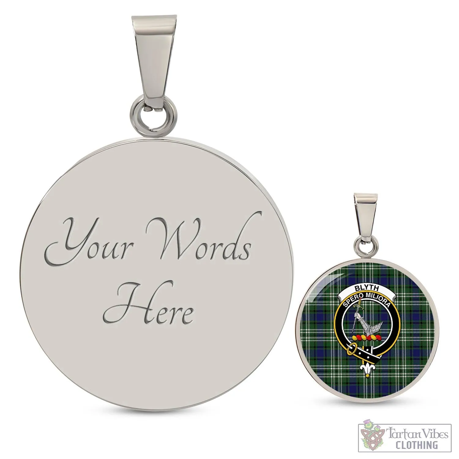 Blyth Tartan Circle Necklace with Family Crest