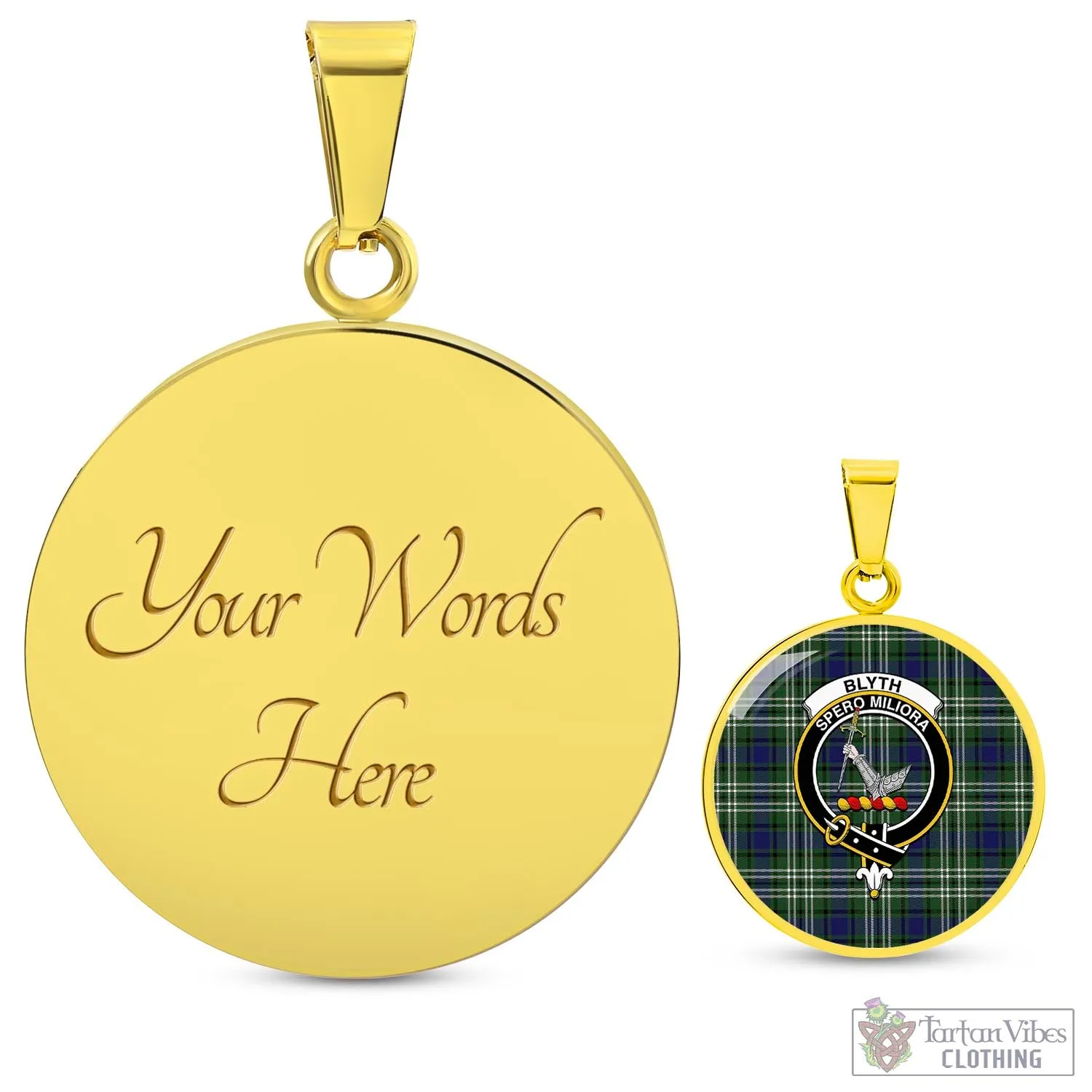 Blyth Tartan Circle Necklace with Family Crest