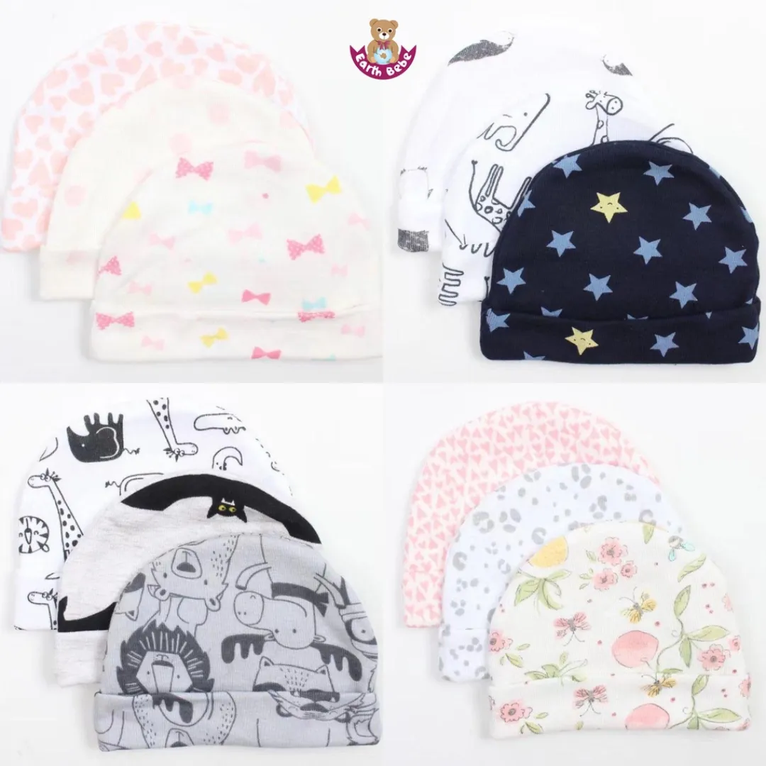 Earth Bebe New Born Baby Caps (3Pcs)