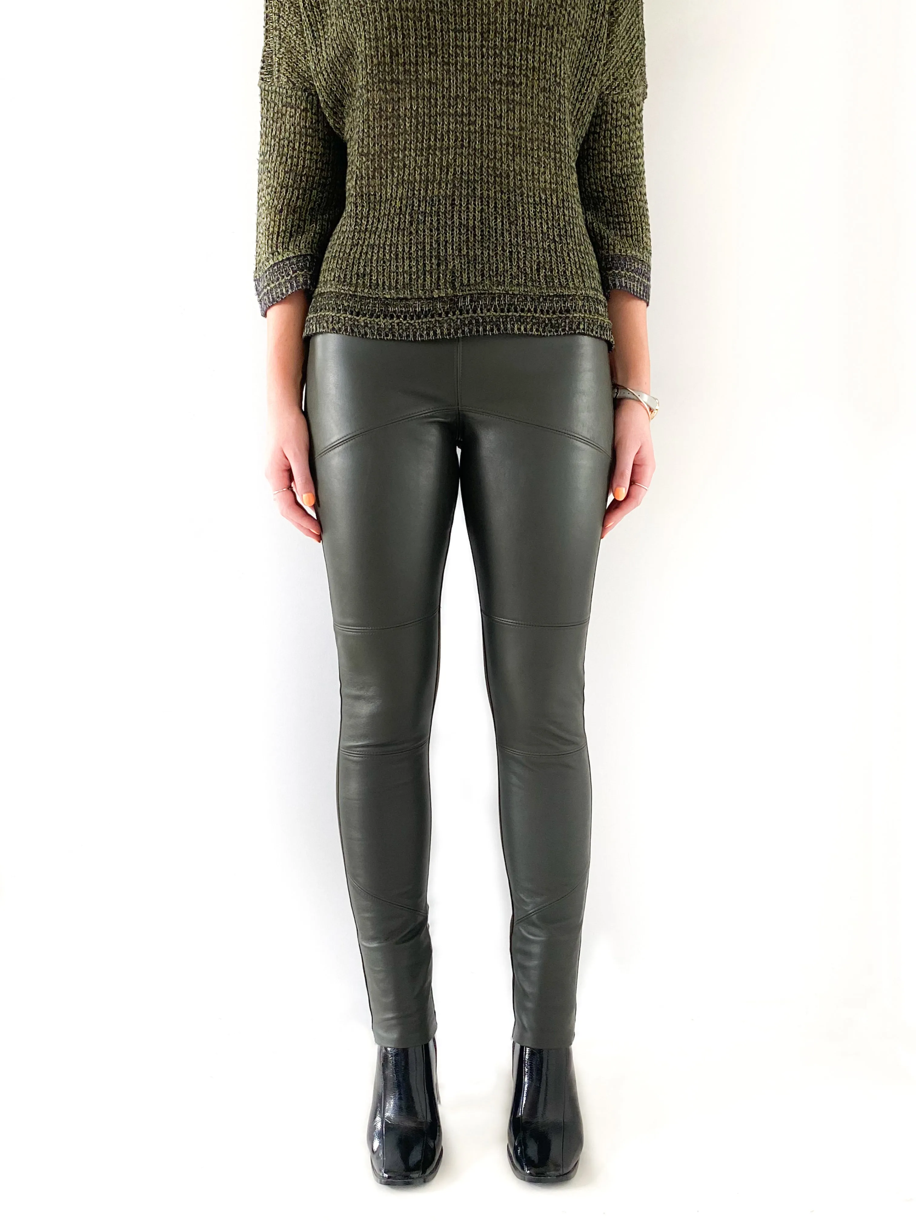 Leather Front Paneled Pant (Charcoal added)