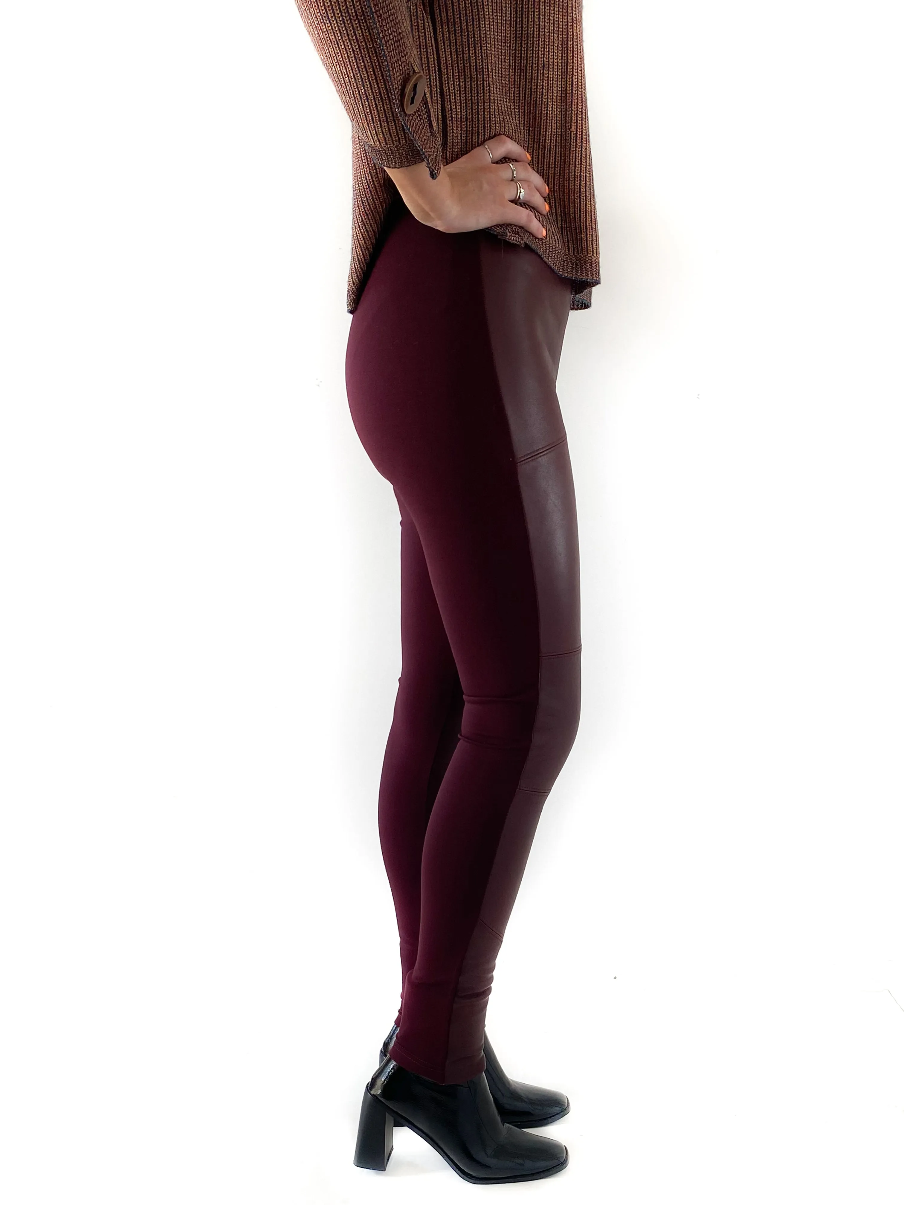 Leather Front Paneled Pant (Charcoal added)