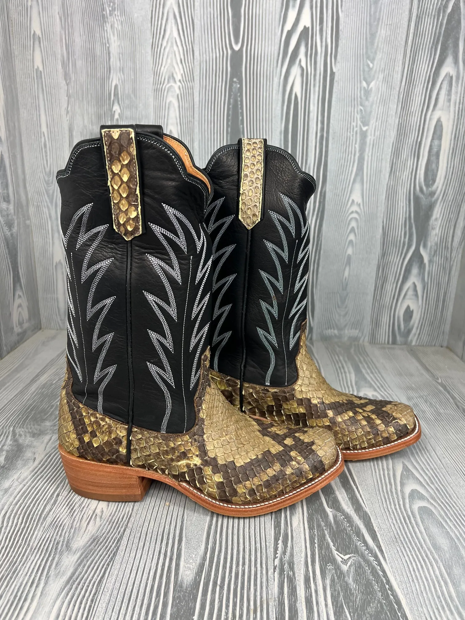 Men's Rios of Mercedes Giant Natural Python with 13" Black Aniline Tops