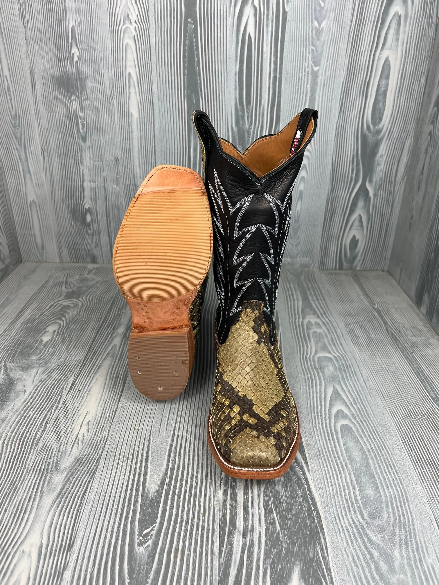 Men's Rios of Mercedes Giant Natural Python with 13" Black Aniline Tops