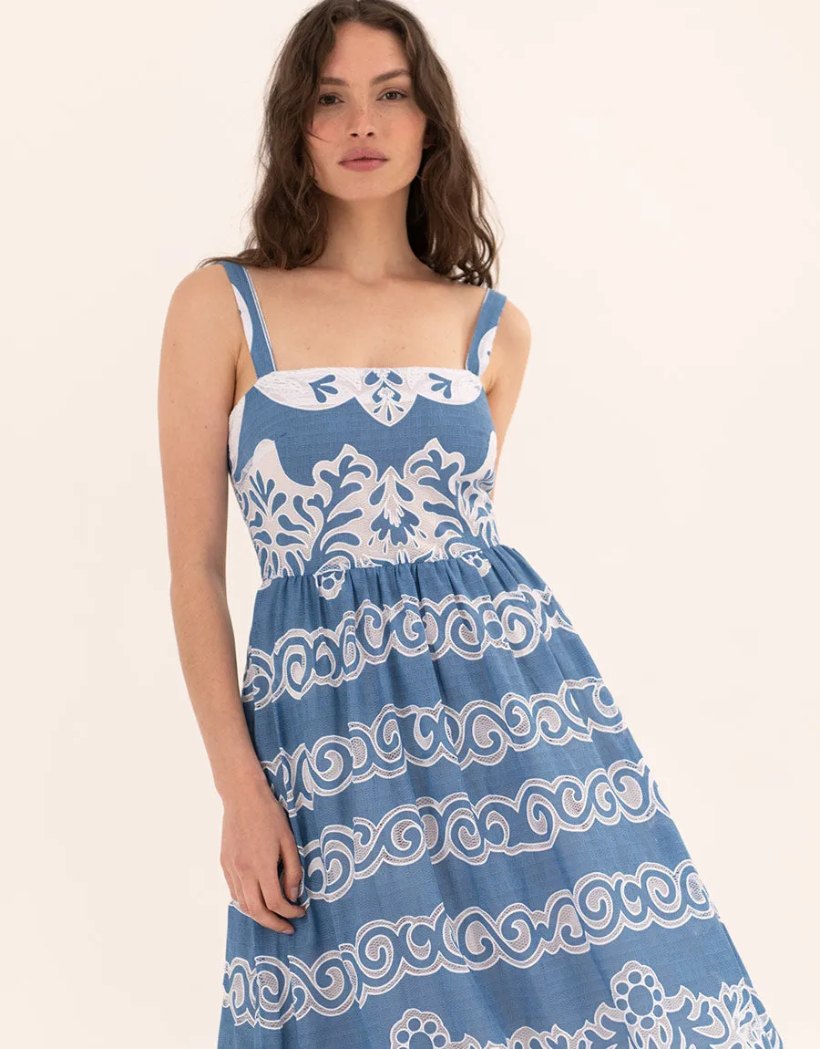 Ninet Lace Midi Dress - Denim