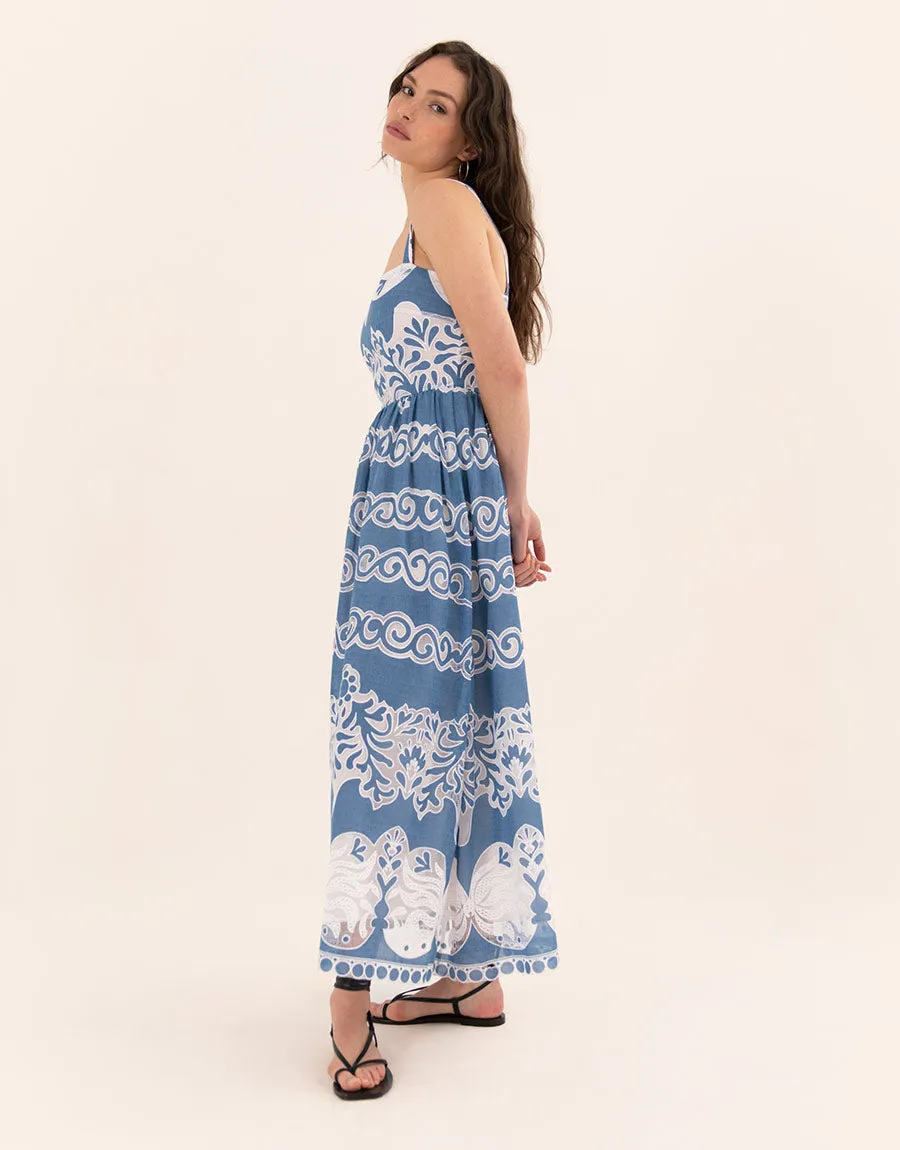 Ninet Lace Midi Dress - Denim