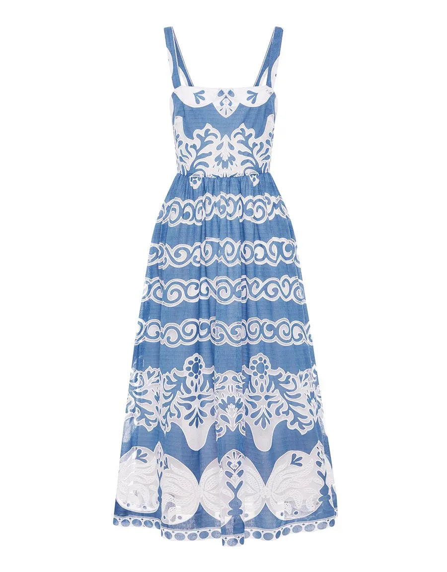 Ninet Lace Midi Dress - Denim