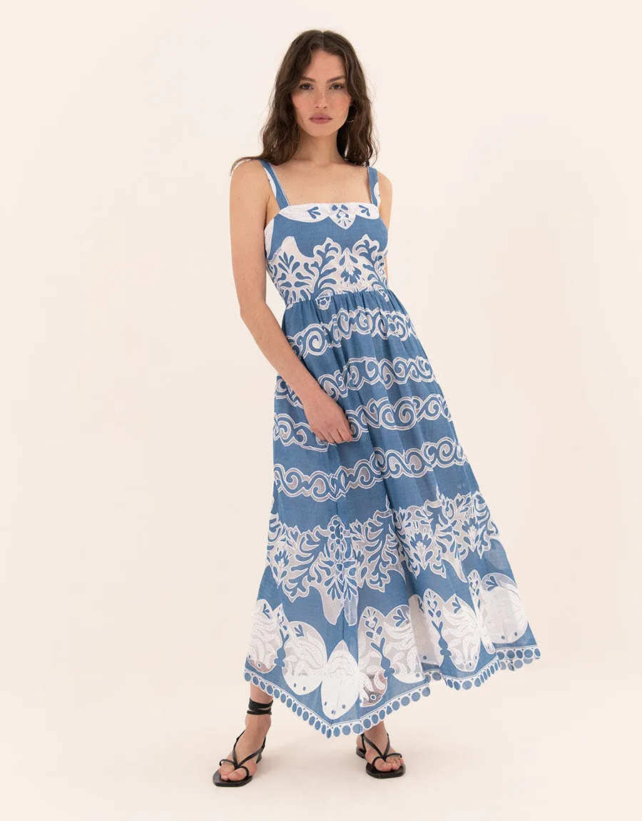 Ninet Lace Midi Dress - Denim